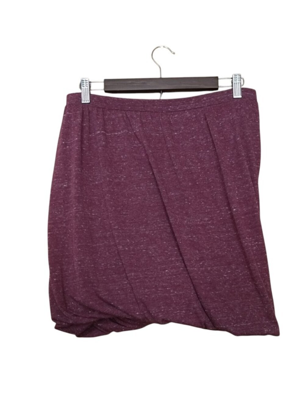 Free People Size Large Burgundy Heathered Bubble Mini Skirt Pull On Lounge
